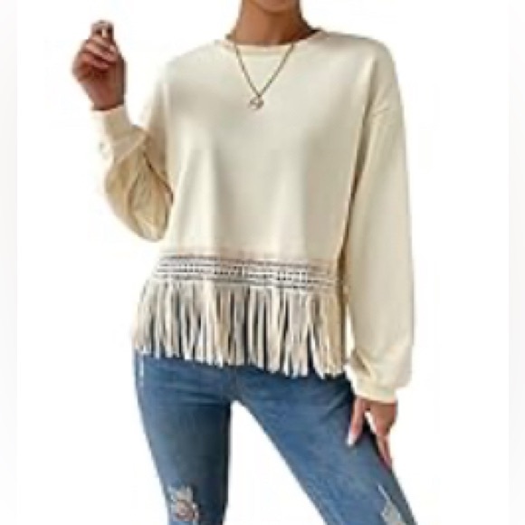 Women’s Verdusa Fringe Hem Long Sleeve Top-Size L - Picture 1 of 5